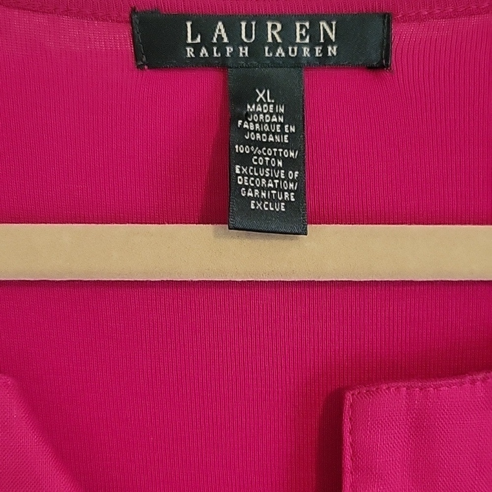 Lauren Ralph Lauren Vibrant Fucia Sleeveless vneck midi Dress, tie waist SzLG - Picture 2 of 4